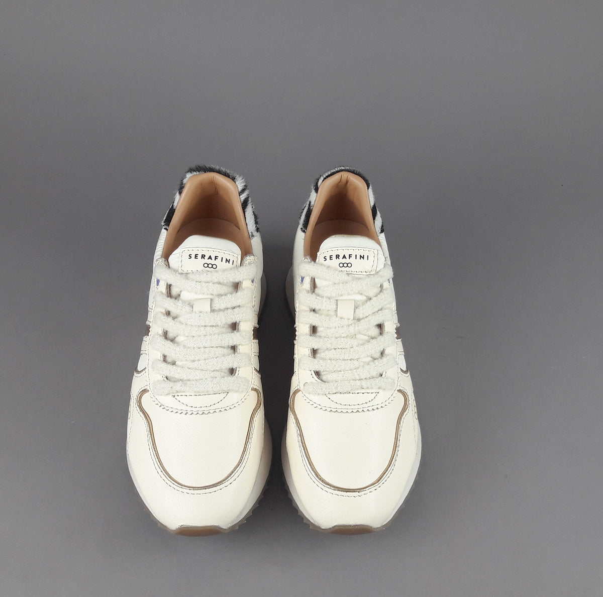Serafini Sneakers Torino Donna Pelle Tela Mastice Spoiler Animalier