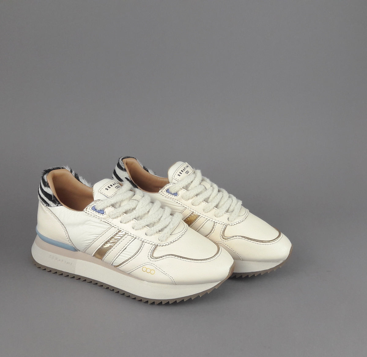 Serafini Sneakers Torino Donna Pelle Tela Mastice Spoiler Animalier