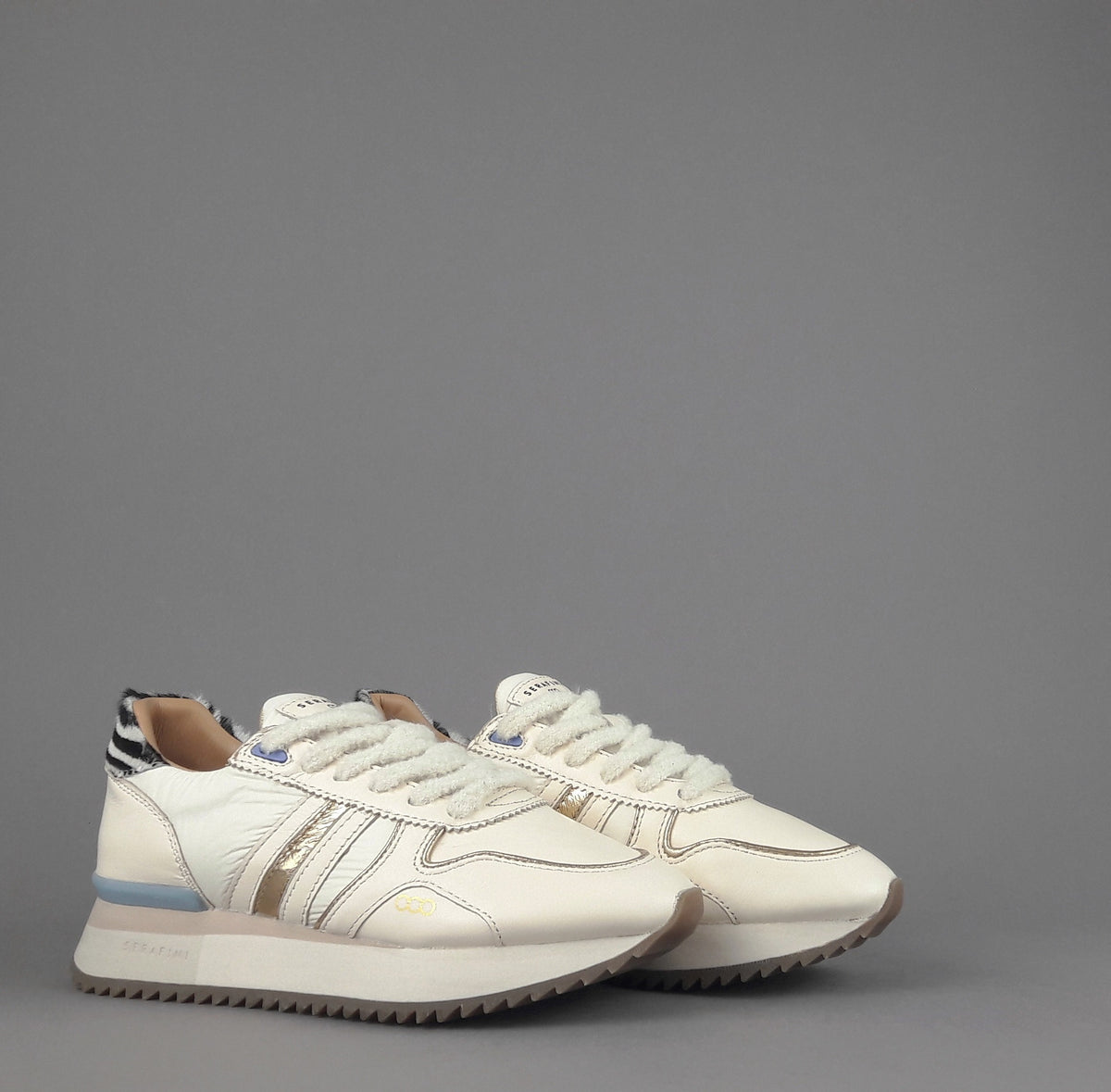 Serafini Sneakers Torino Donna Pelle Tela Mastice Spoiler Animalier