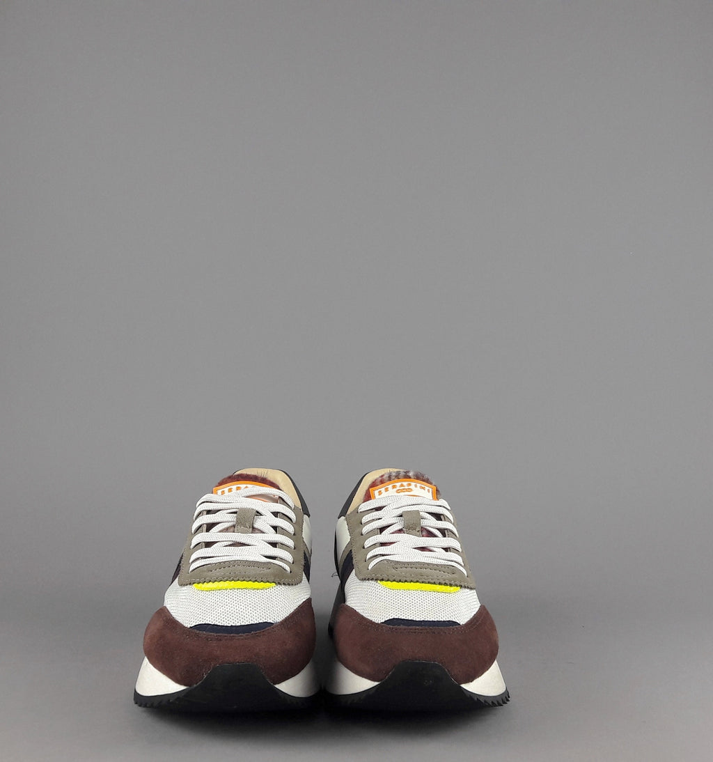 Serafini Sneakers Torino Uomo Camoscio Tela Marrone Spoiler Pelle