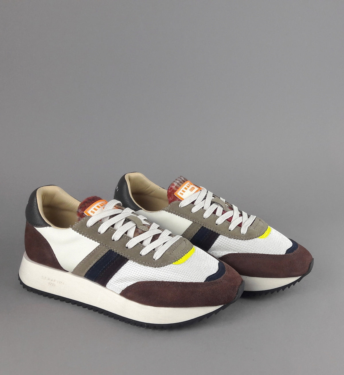 Serafini Sneakers Torino Uomo Camoscio Tela Marrone Spoiler Pelle