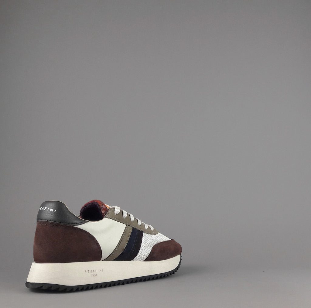 Serafini Sneakers Torino Uomo Camoscio Tela Marrone Spoiler Pelle
