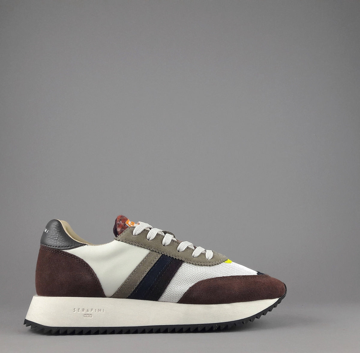 Serafini Sneakers Torino Uomo Camoscio Tela Marrone Spoiler Pelle