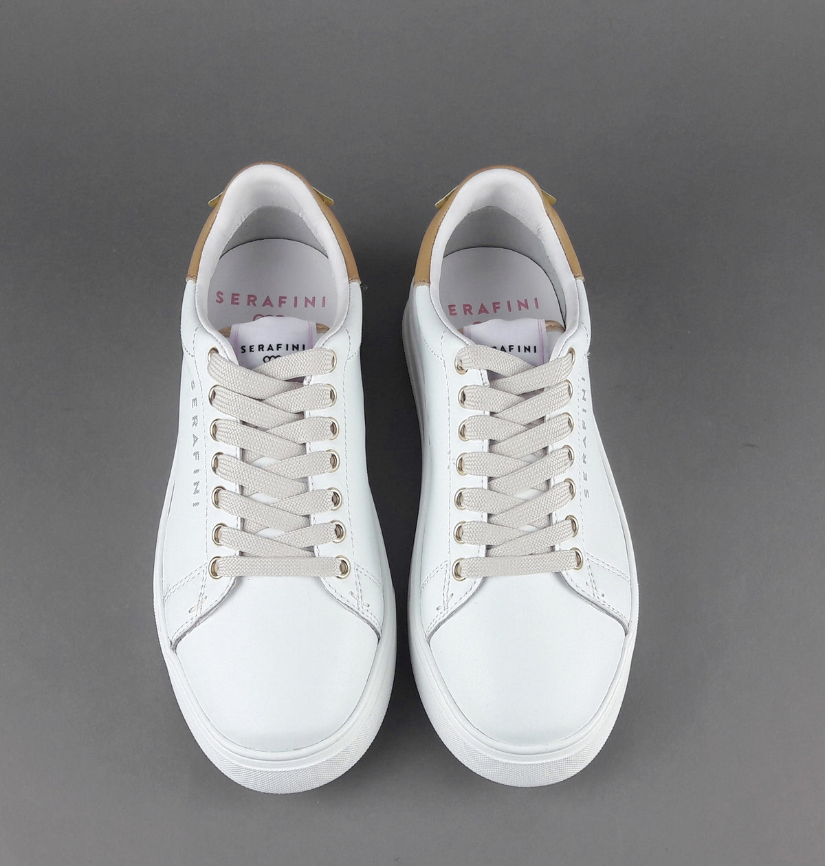 Serafini Sneakers Connors Donna Pelle Bianco Spoiler Cuoio