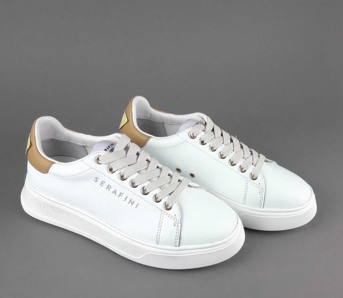 Serafini Sneakers Connors Donna Pelle Bianco Spoiler Cuoio