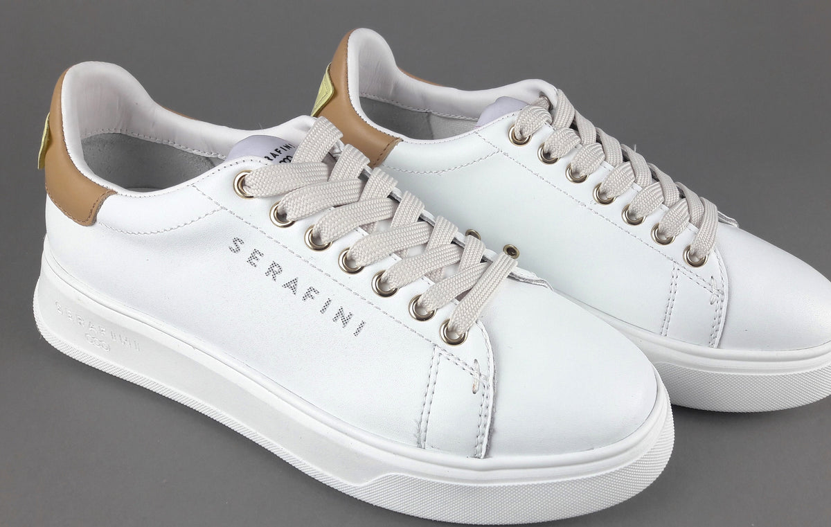 Serafini Sneakers Connors Donna Pelle Bianco Spoiler Cuoio