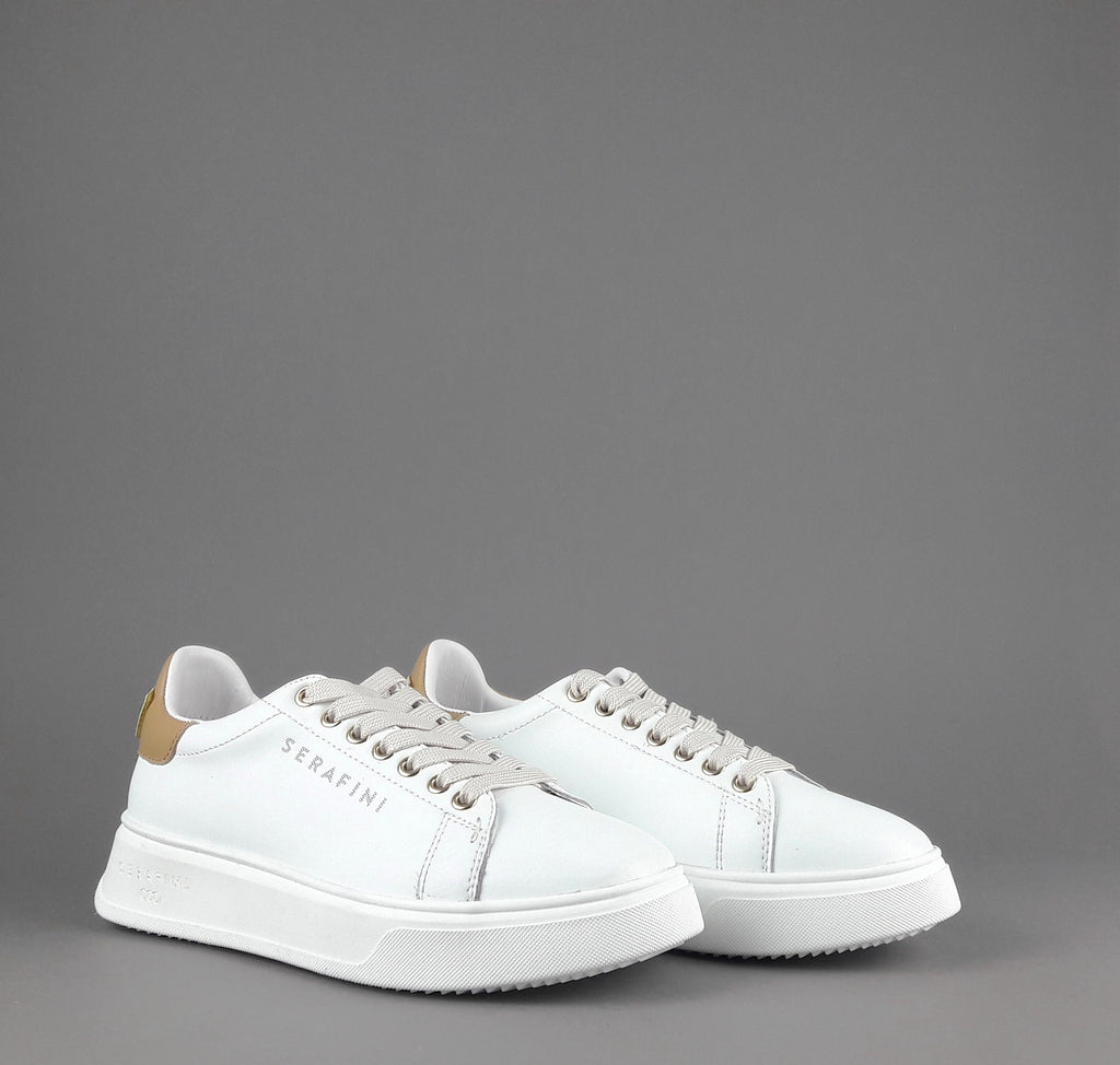 Serafini Sneakers Connors Donna Pelle Bianco Spoiler Cuoio