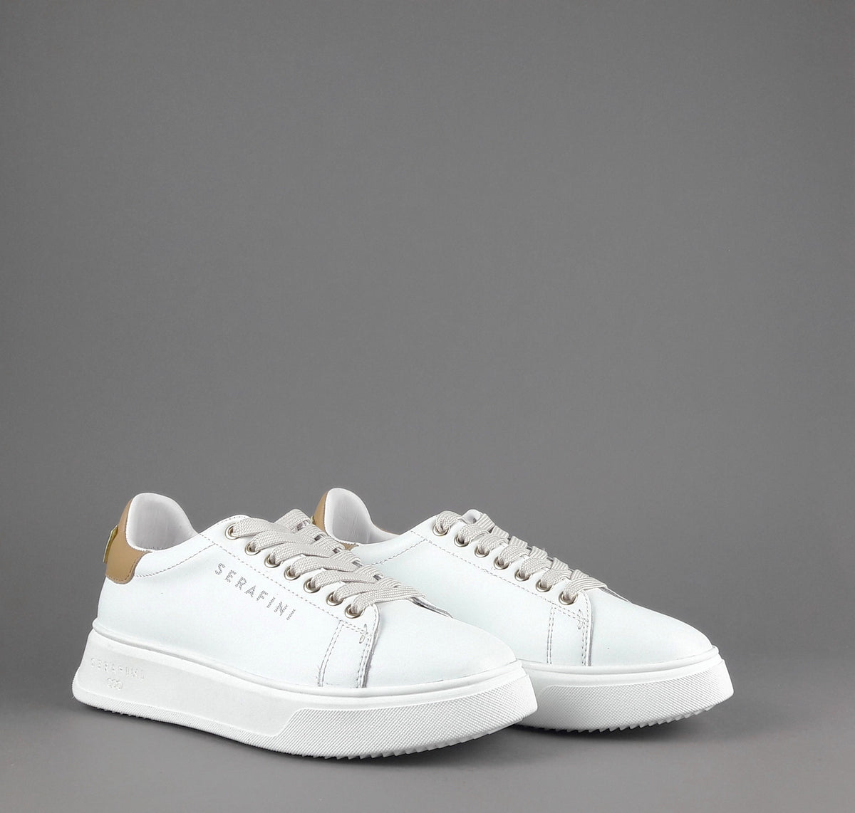 Serafini Sneakers Connors Donna Pelle Bianco Spoiler Cuoio