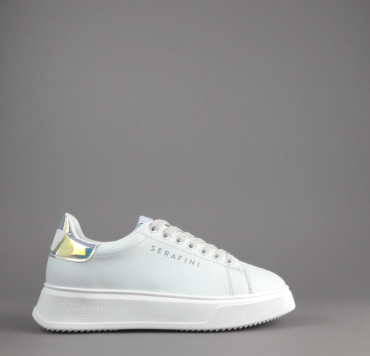 Serafini Sneakers Connors Donna Pelle Bianco Spoiler Iridescente
