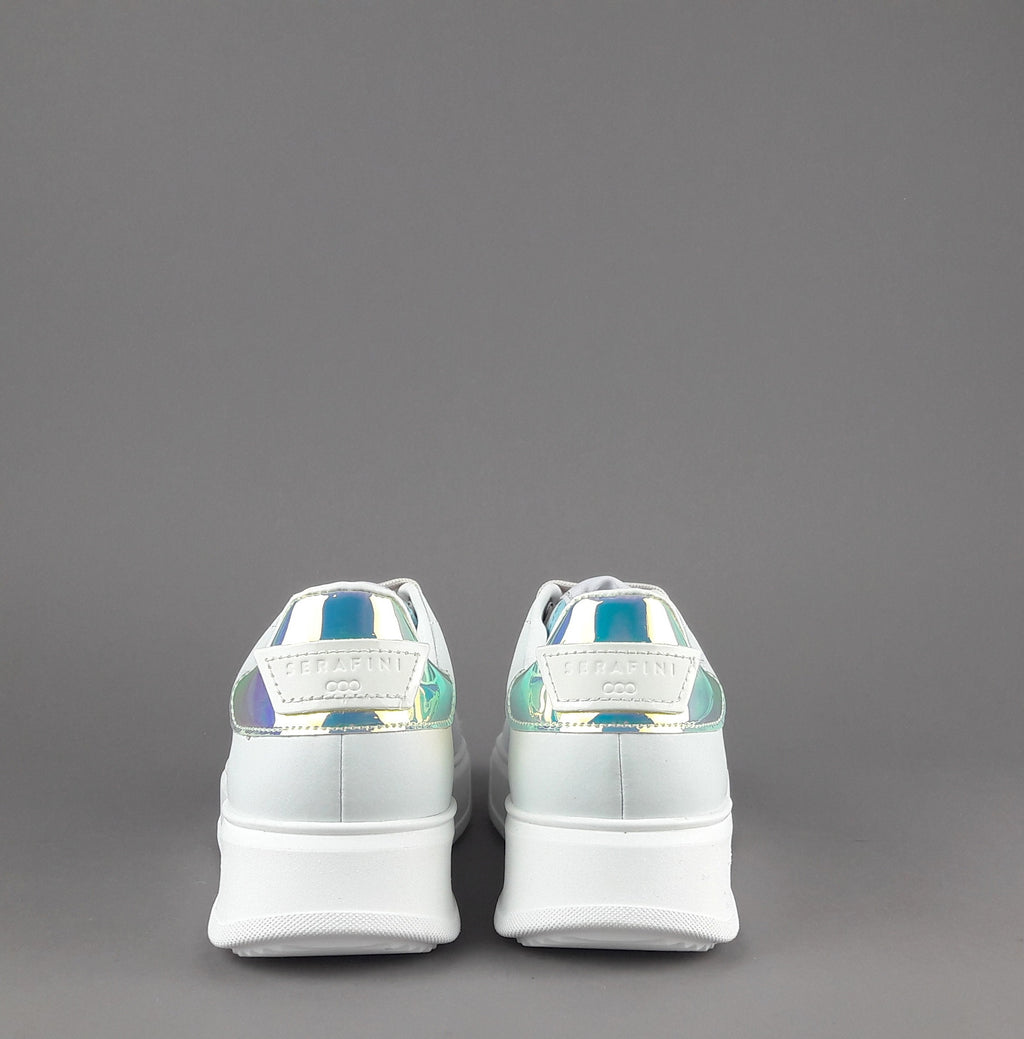 Serafini Sneakers Connors Donna Pelle Bianco Spoiler Iridescente