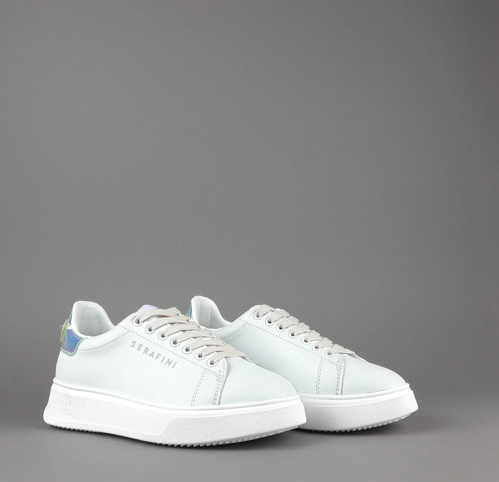 Serafini Sneakers Connors Donna Pelle Bianco Spoiler Iridescente