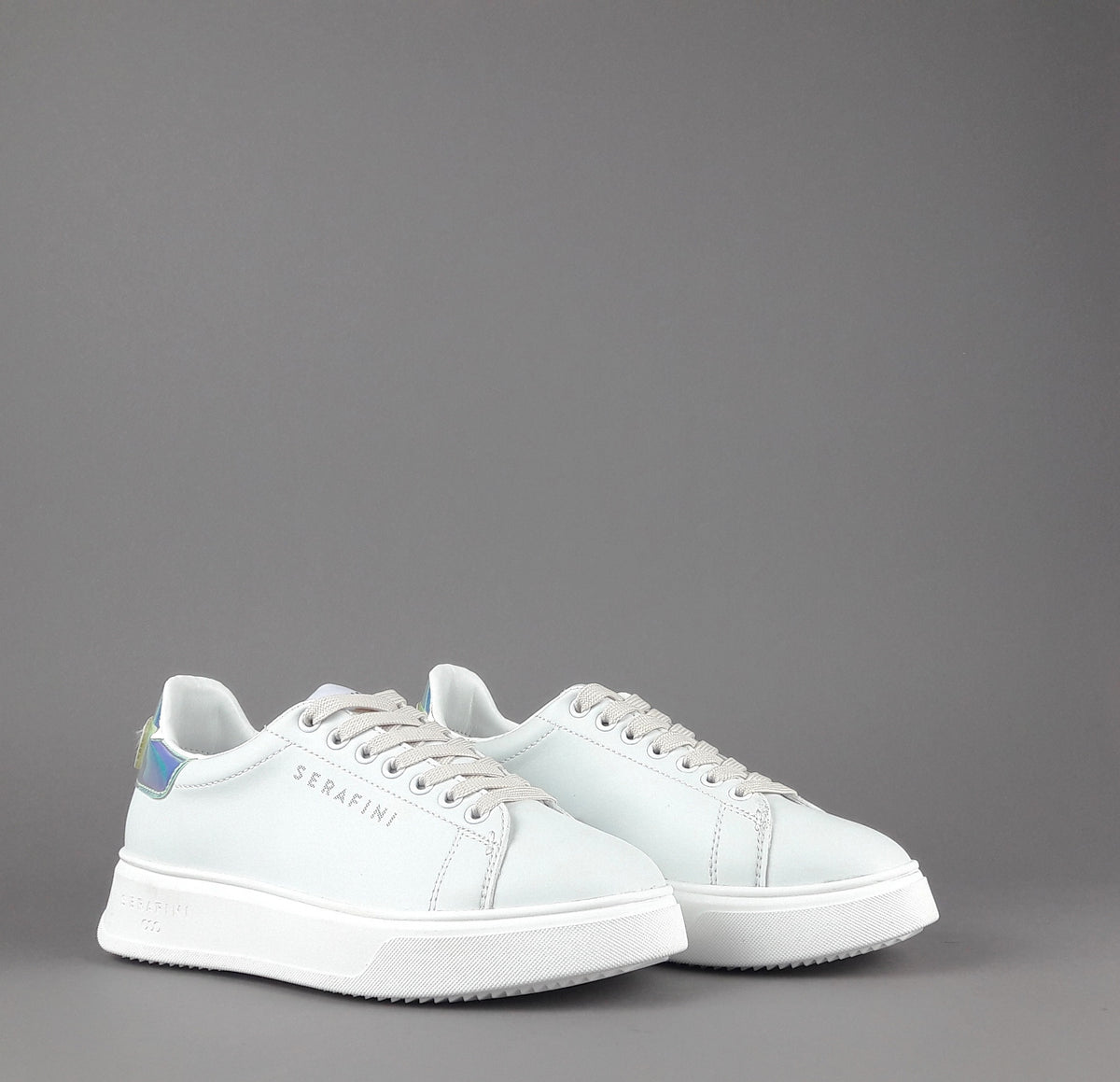 Serafini Sneakers Connors Donna Pelle Bianco Spoiler Iridescente