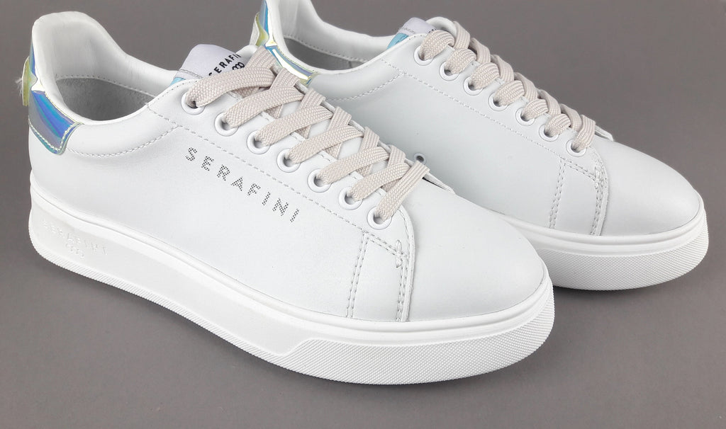 Serafini Sneakers Connors Donna Pelle Bianco Spoiler Iridescente