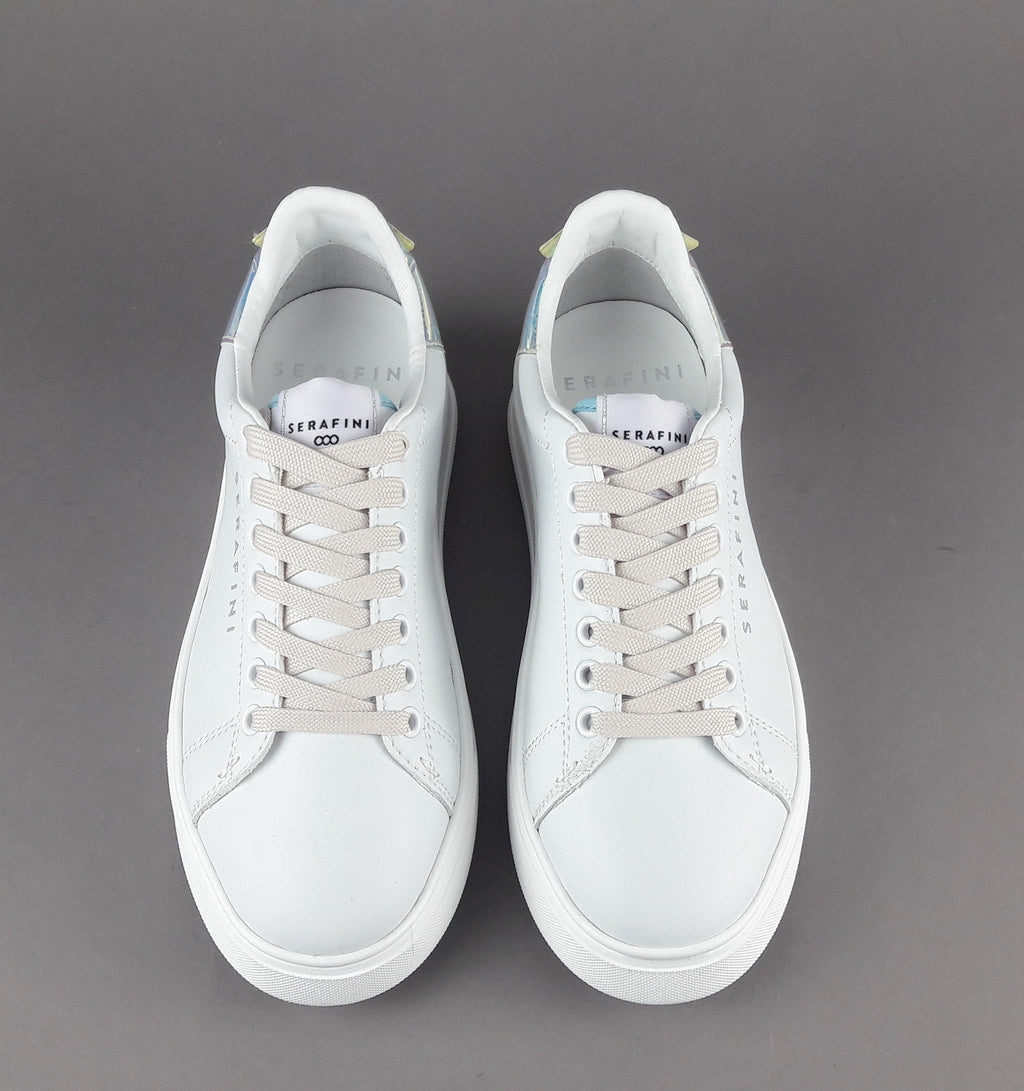 Serafini Sneakers Connors Donna Pelle Bianco Spoiler Iridescente