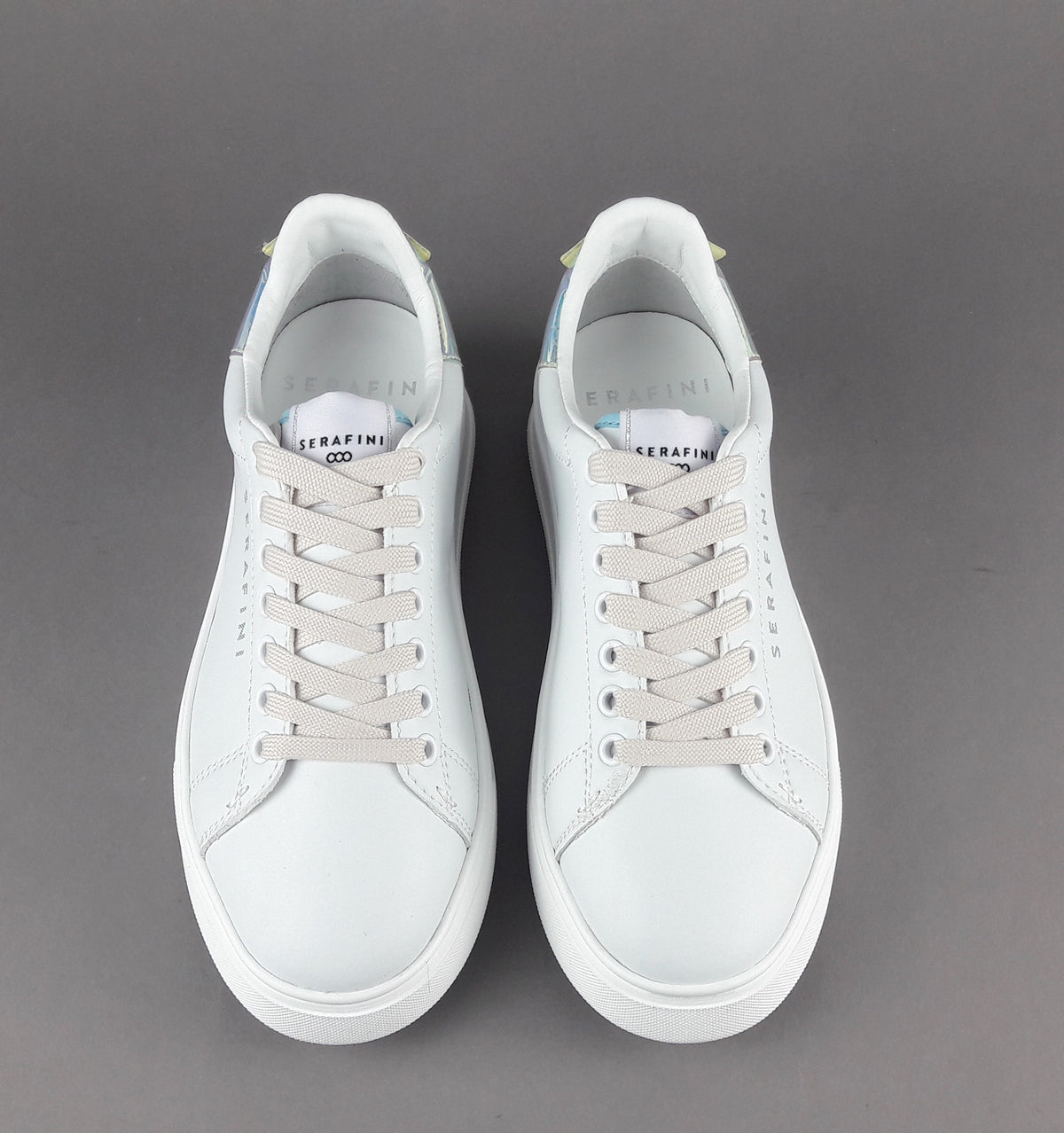 Serafini Sneakers Connors Donna Pelle Bianco Spoiler Iridescente