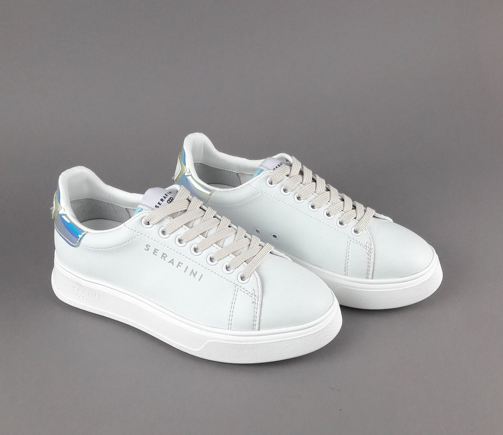 Serafini Sneakers Connors Donna Pelle Bianco Spoiler Iridescente