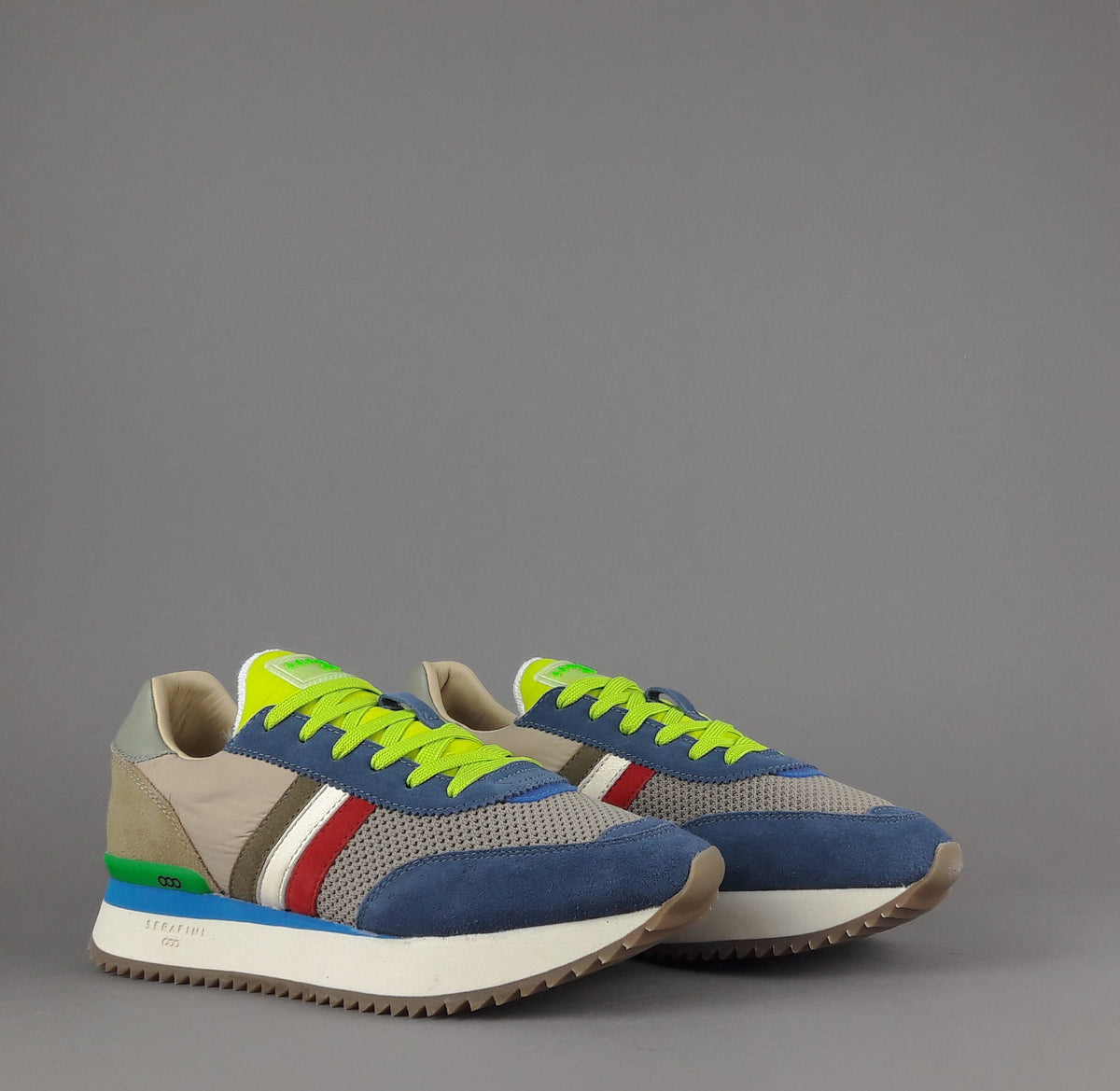 Serafini Sneakers Torino Uomo Camoscio Tela Blu Talpa Spoiler Pelle