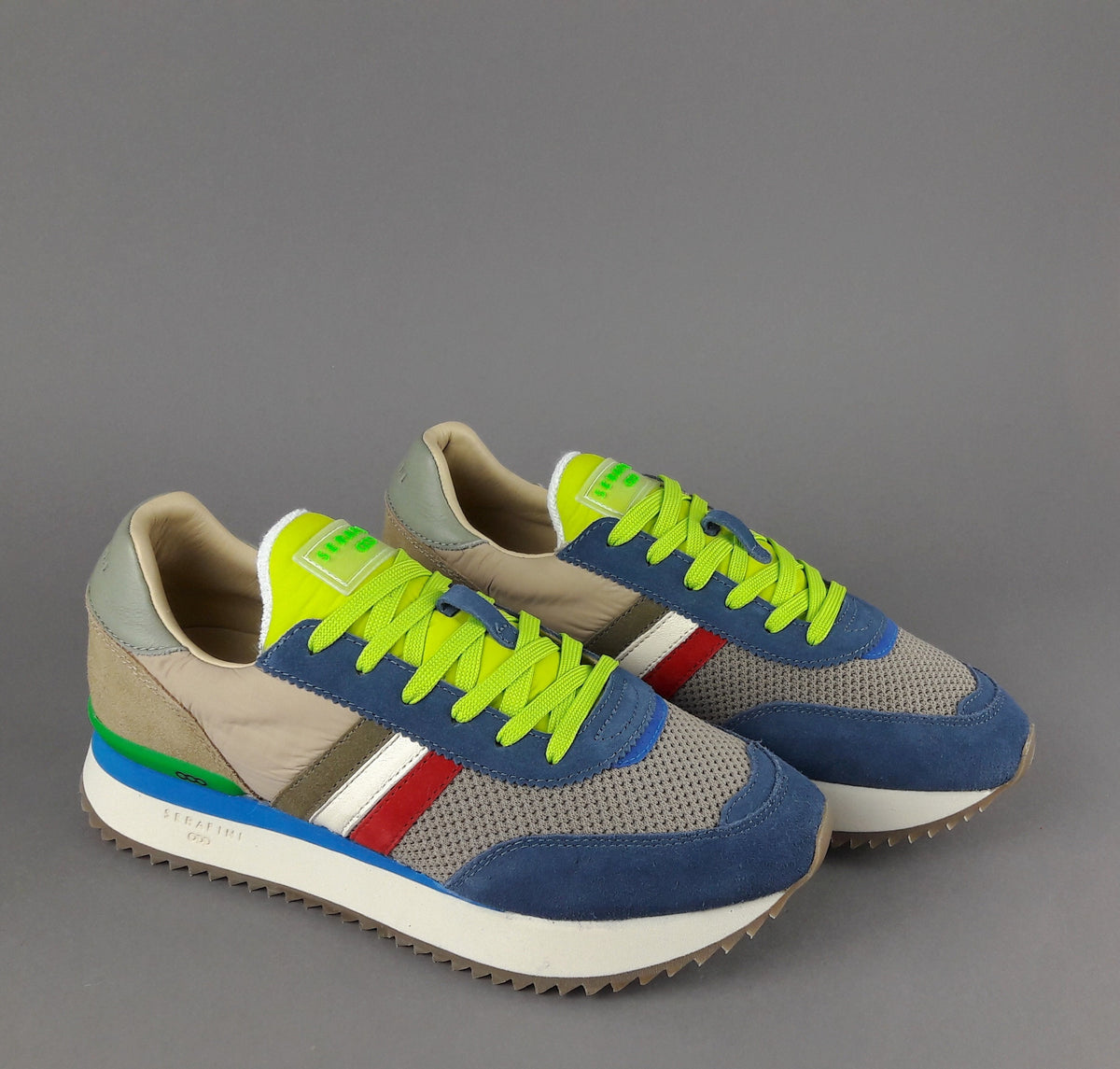 Serafini Sneakers Torino Uomo Camoscio Tela Blu Talpa Spoiler Pelle