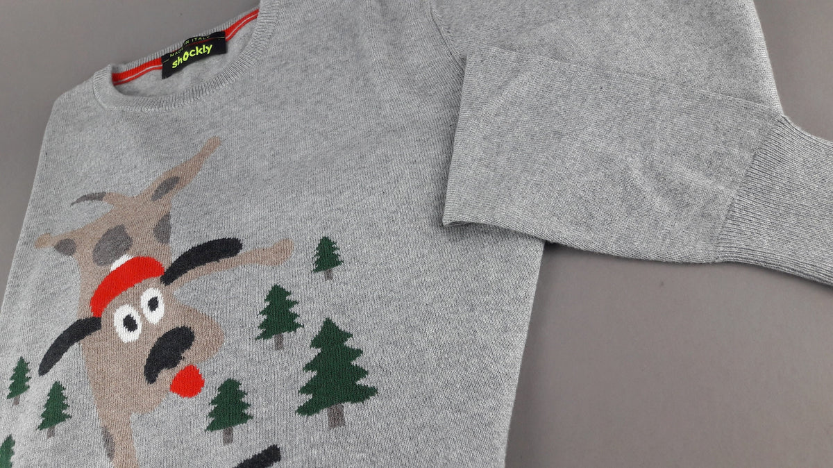 Shockly Maglia Uomo Girocollo Misto Lana/Cachemire Grigio Chiaro Ricamo Dog