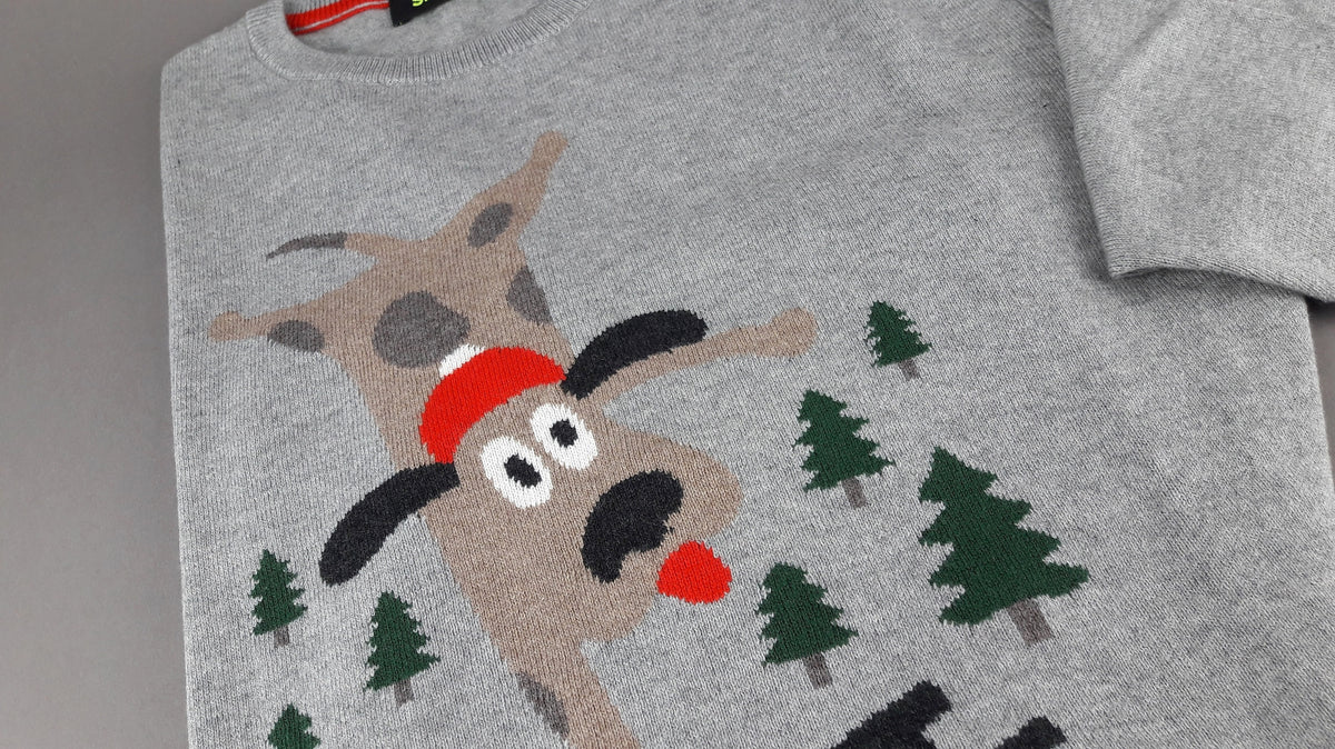 Shockly Maglia Uomo Girocollo Misto Lana/Cachemire Grigio Chiaro Ricamo Dog