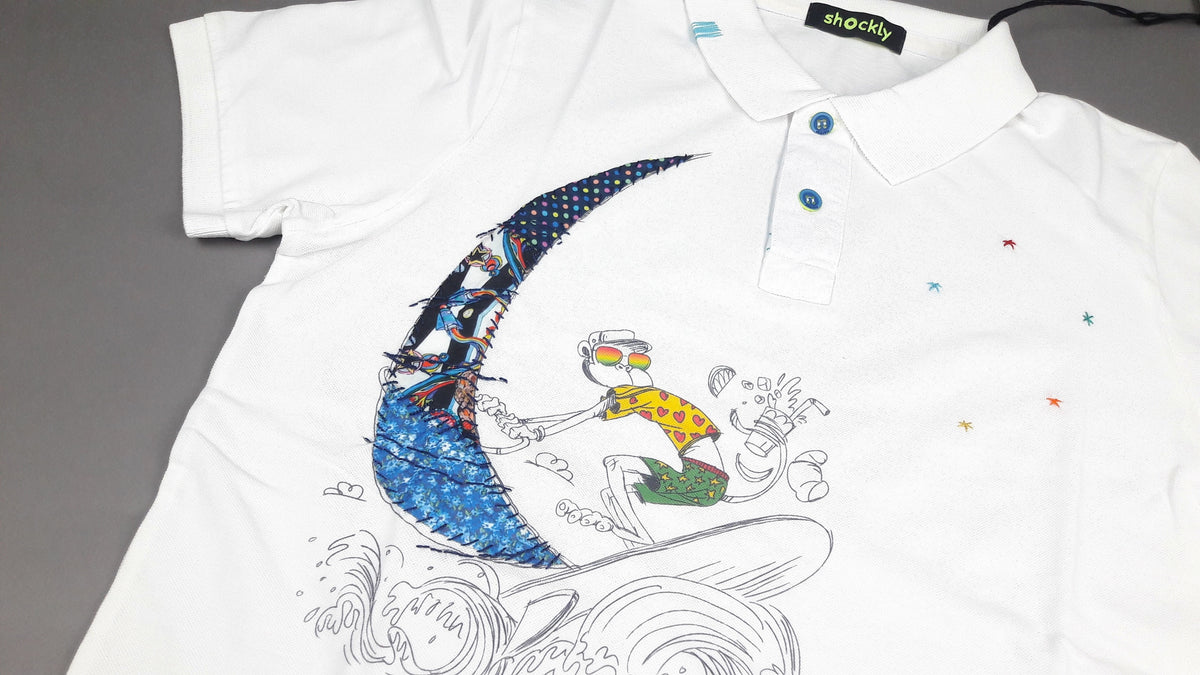 Shockly Polo Uomo Piquet Cotone Bianco Con Stampa