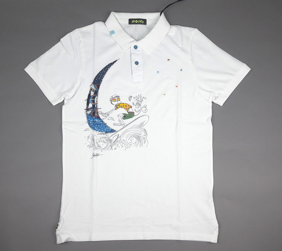 Shockly Polo Uomo Piquet Cotone Bianco Con Stampa