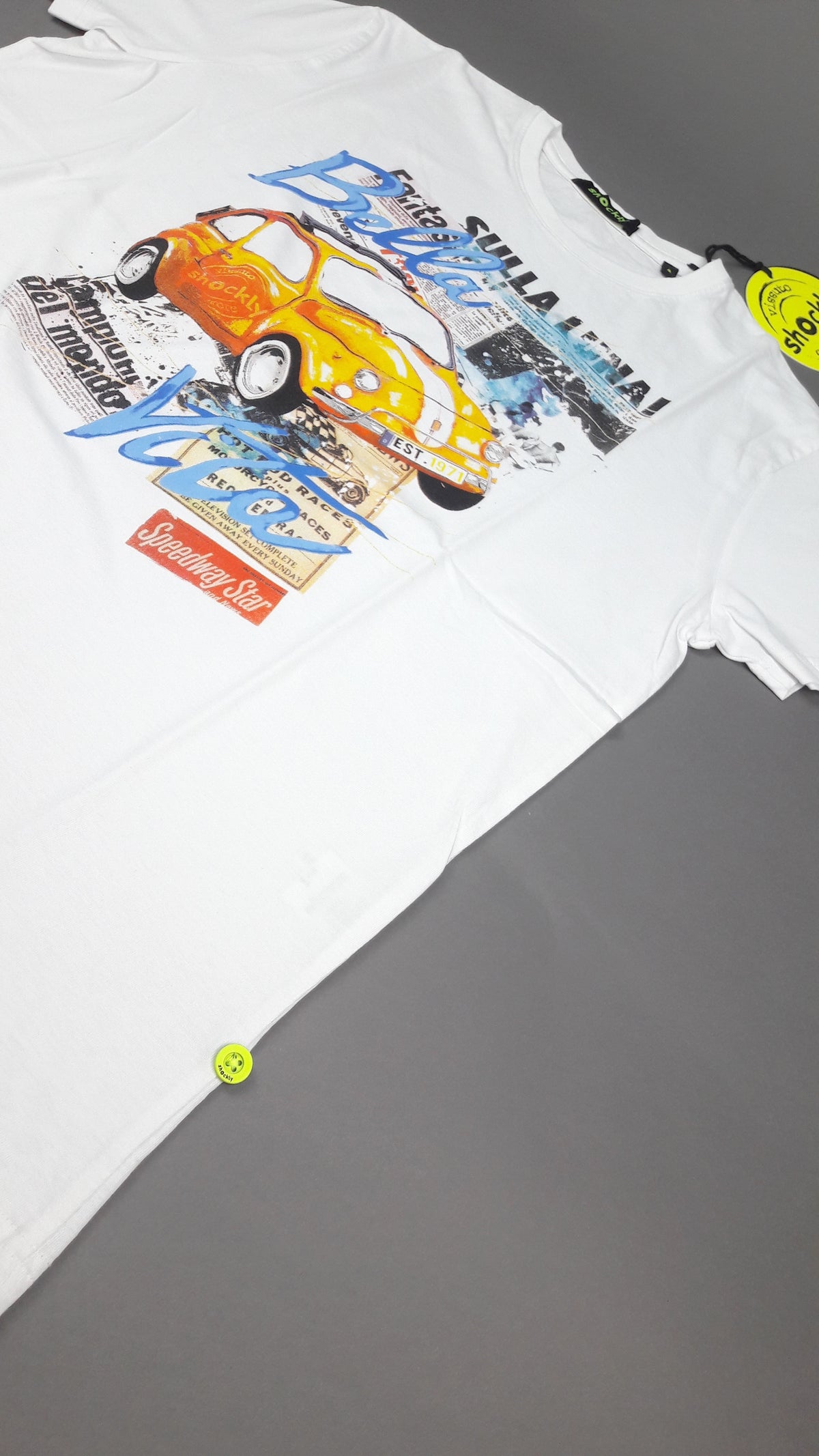 Shockly T-Shirt Uomo Cotone Bianco Con Stampa