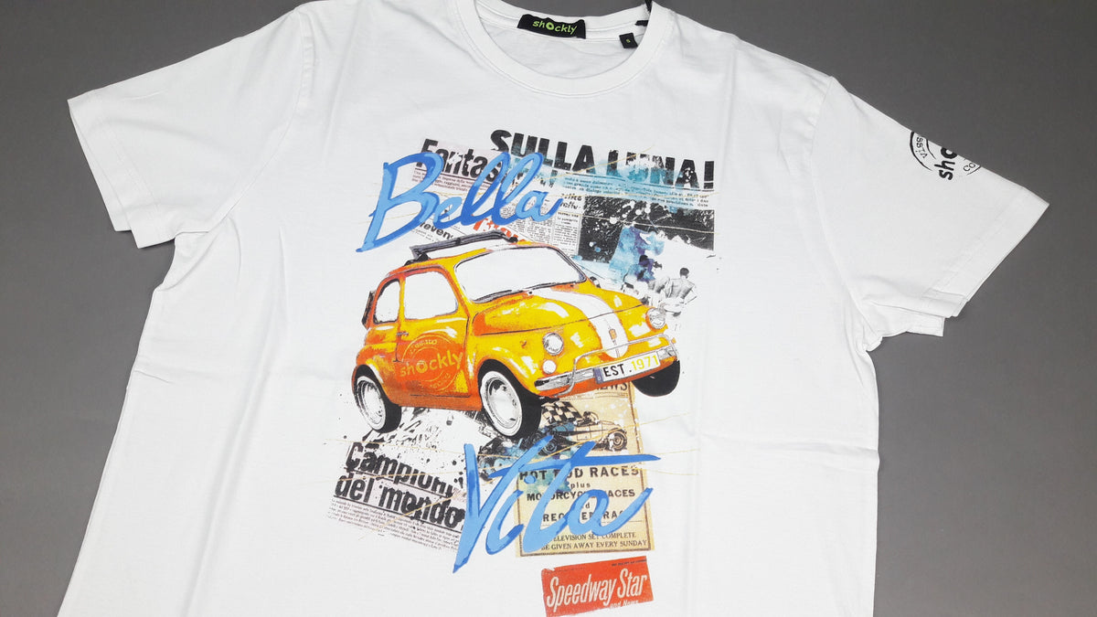 Shockly T-Shirt Uomo Cotone Bianco Con Stampa