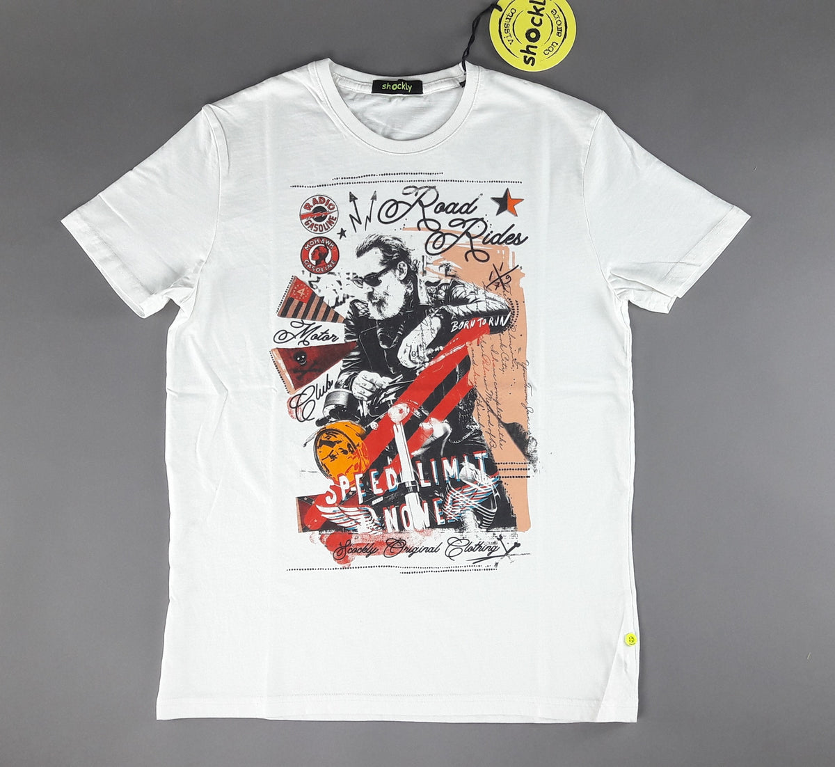 Shockly T-Shirt Uomo Cotone Bianco Con Stampa