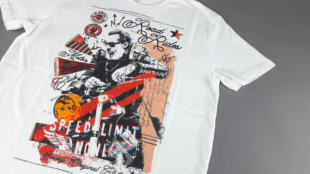 Shockly T-Shirt Uomo Cotone Bianco Con Stampa
