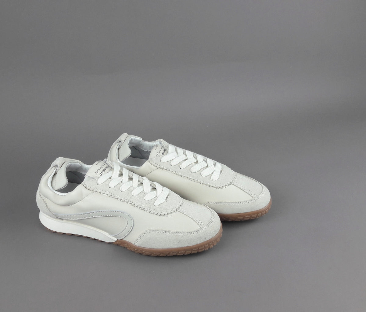 Stokton Sneakers Donna Camoscio Pelle Panna