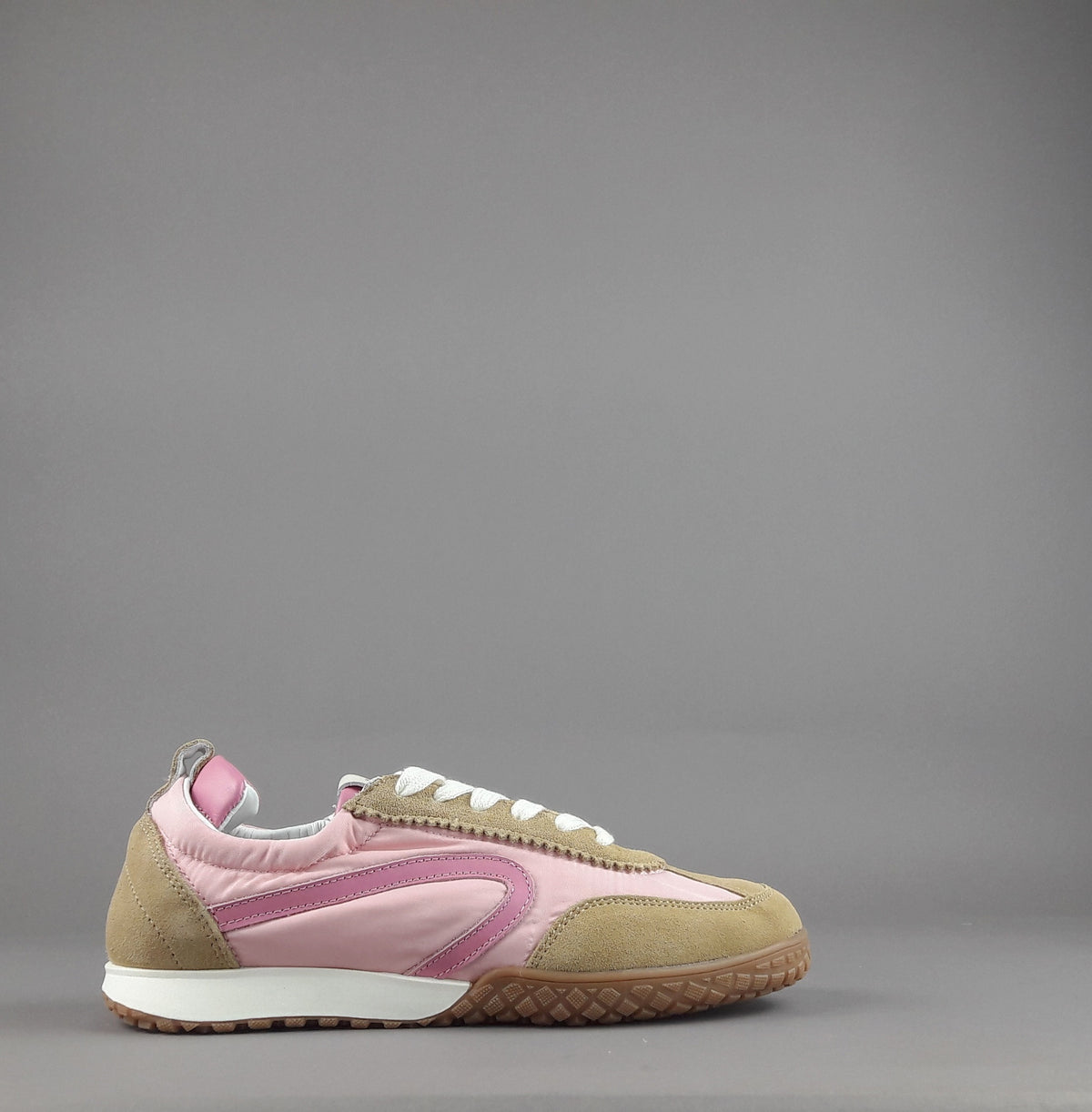 Stokton Sneakers Donna Camoscio Tela Marrone Chiaro Rosa