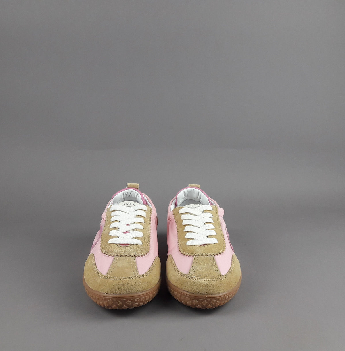 Stokton Sneakers Donna Camoscio Tela Marrone Chiaro Rosa