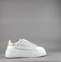 Stokton Sneakers Donna Pelle Bianco Forata
