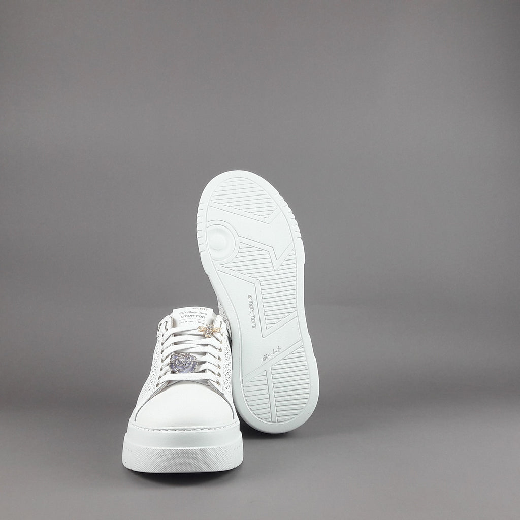 Stokton Sneakers Donna Pelle Bianco Forata