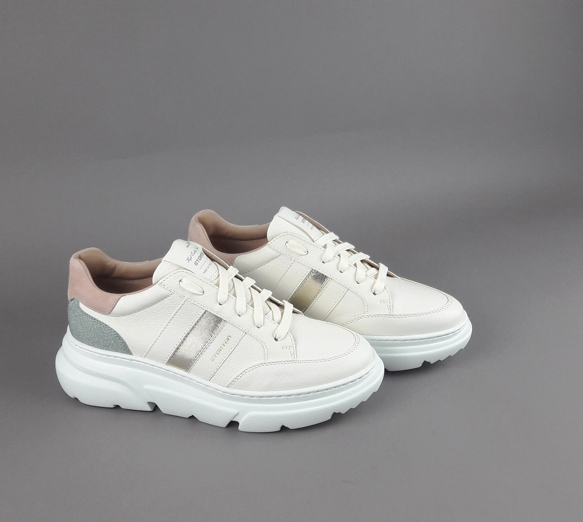 Stokton Sneakers Donna Pelle Bianco Opaco