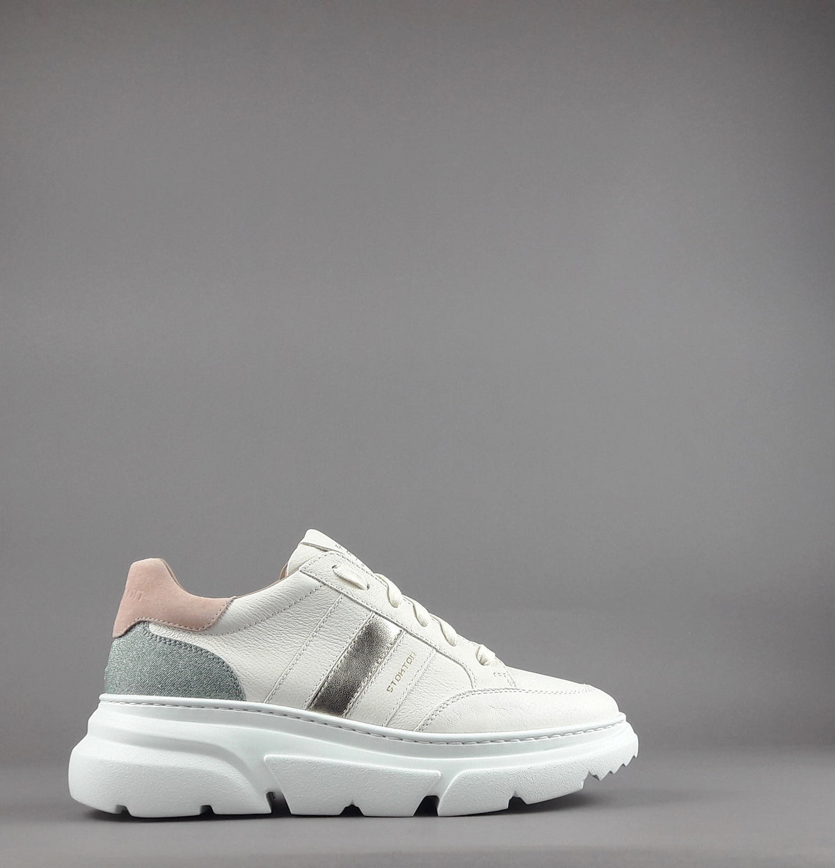 Stokton Sneakers Donna Pelle Bianco Opaco