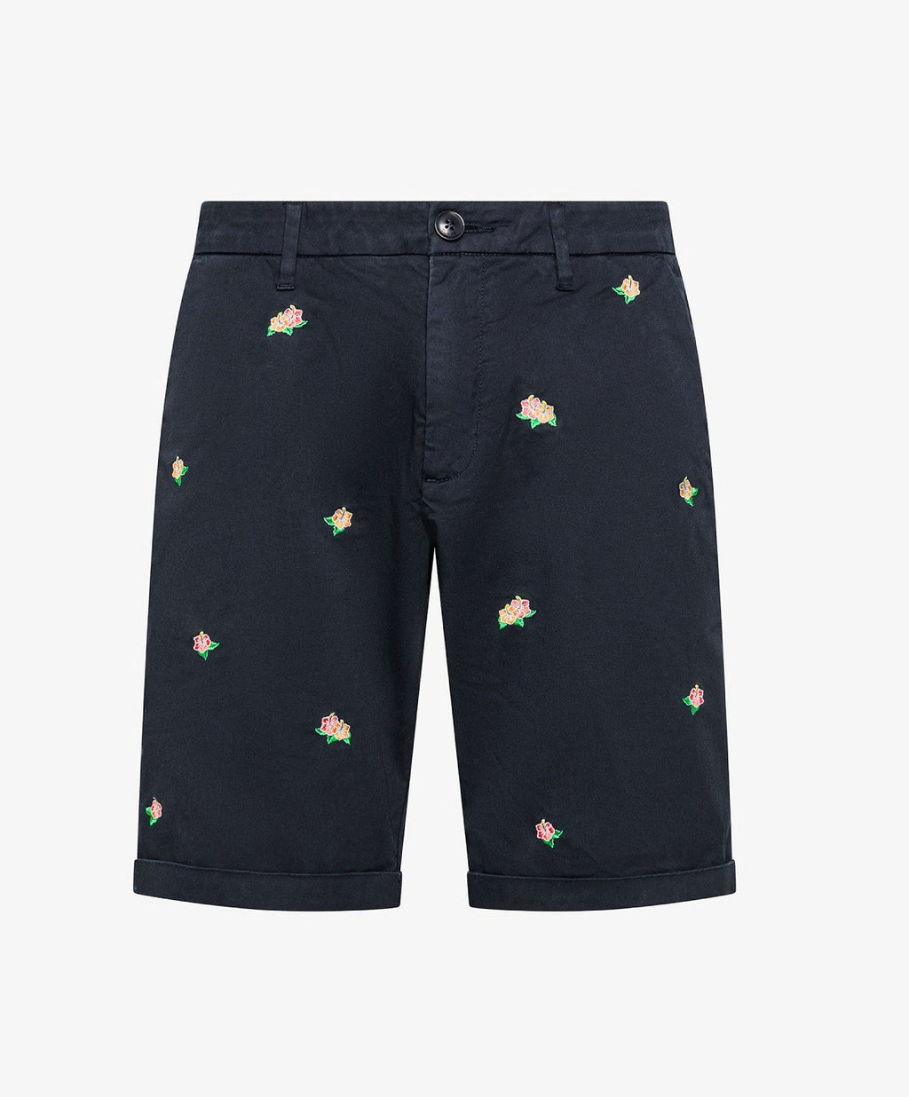 Sun 68 Bermuda Uomo Cotone Stretch Blu Scuro Ricami Fiori