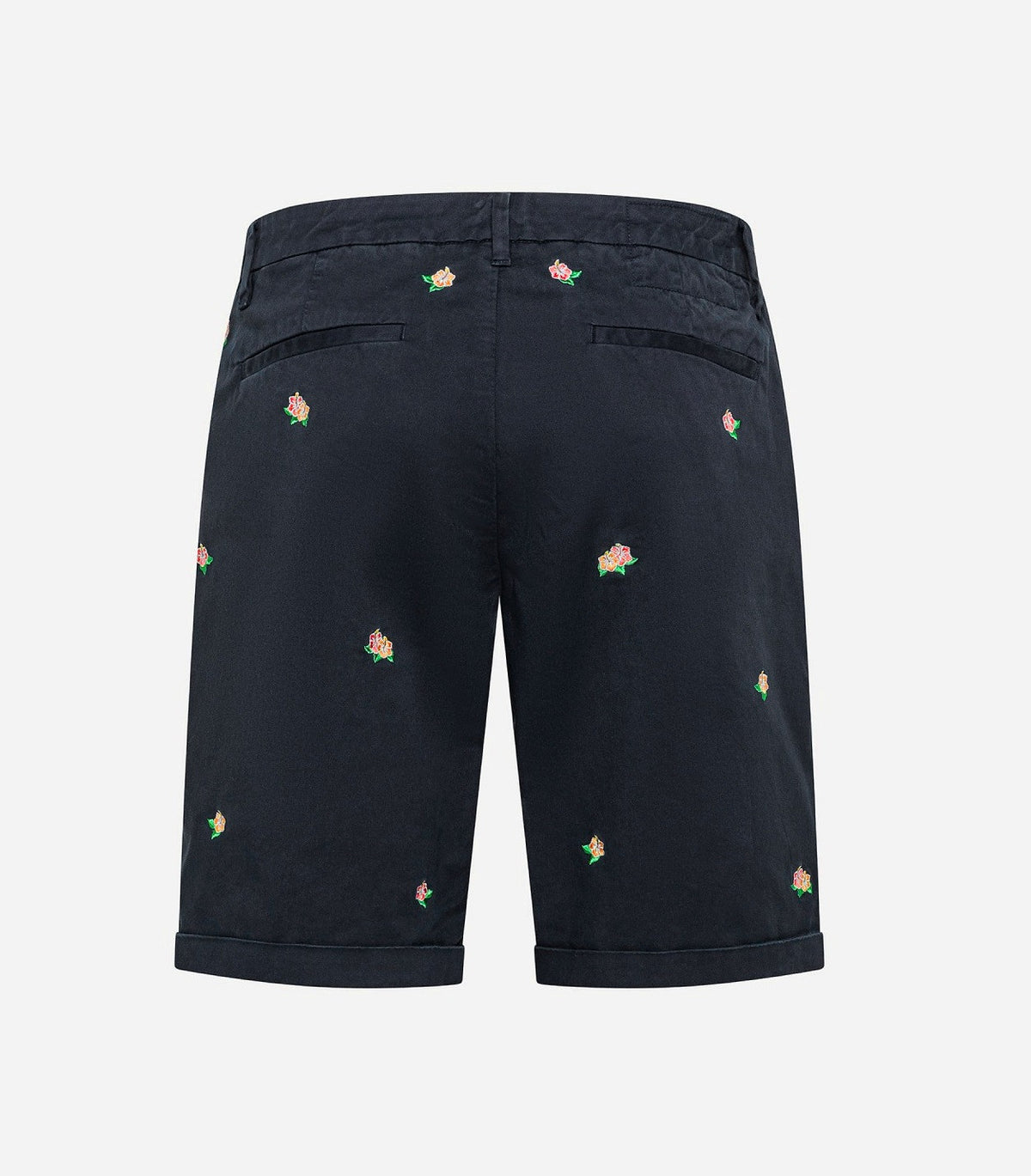 Sun 68 Bermuda Uomo Cotone Stretch Blu Scuro Ricami Fiori