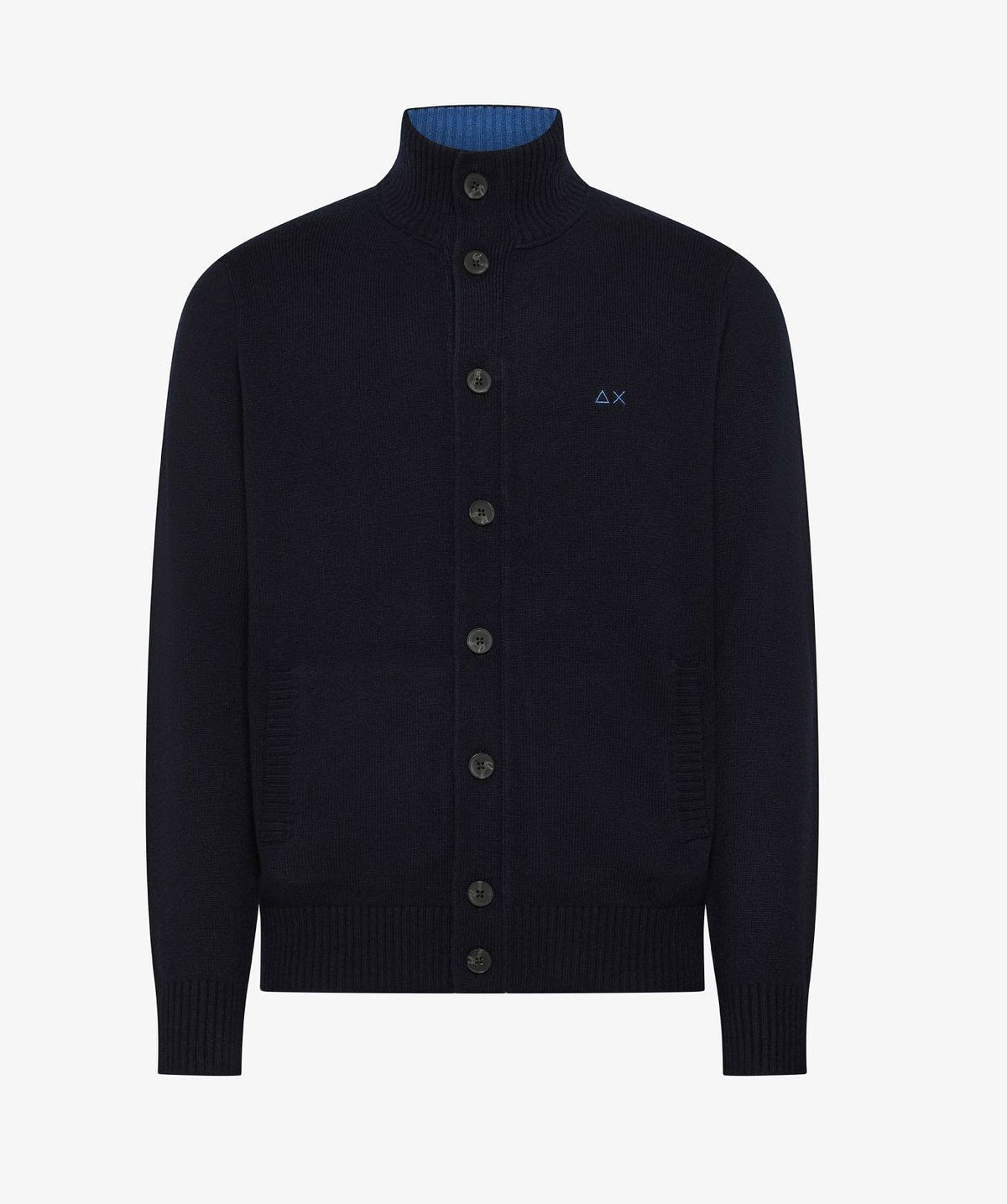 Sun 68 Cardigan Uomo Misto Cashmere Blu Scuro