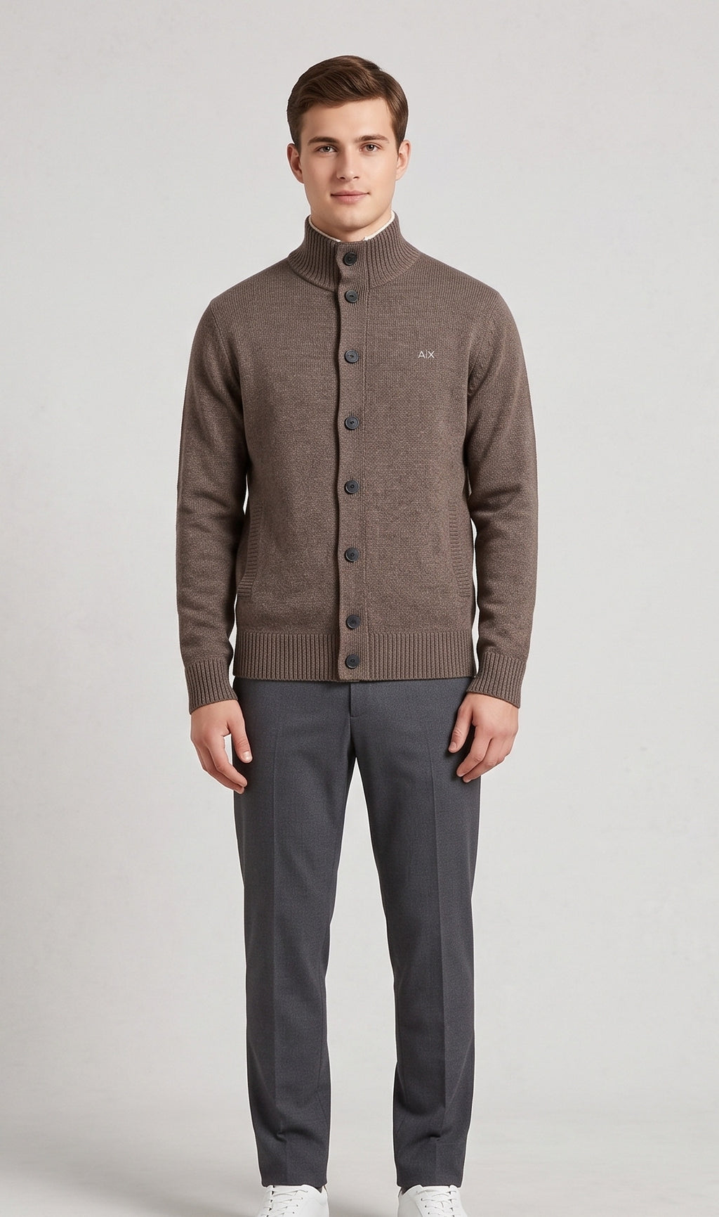 Sun 68 Cardigan Uomo Misto Cashmere Talpa Scuro