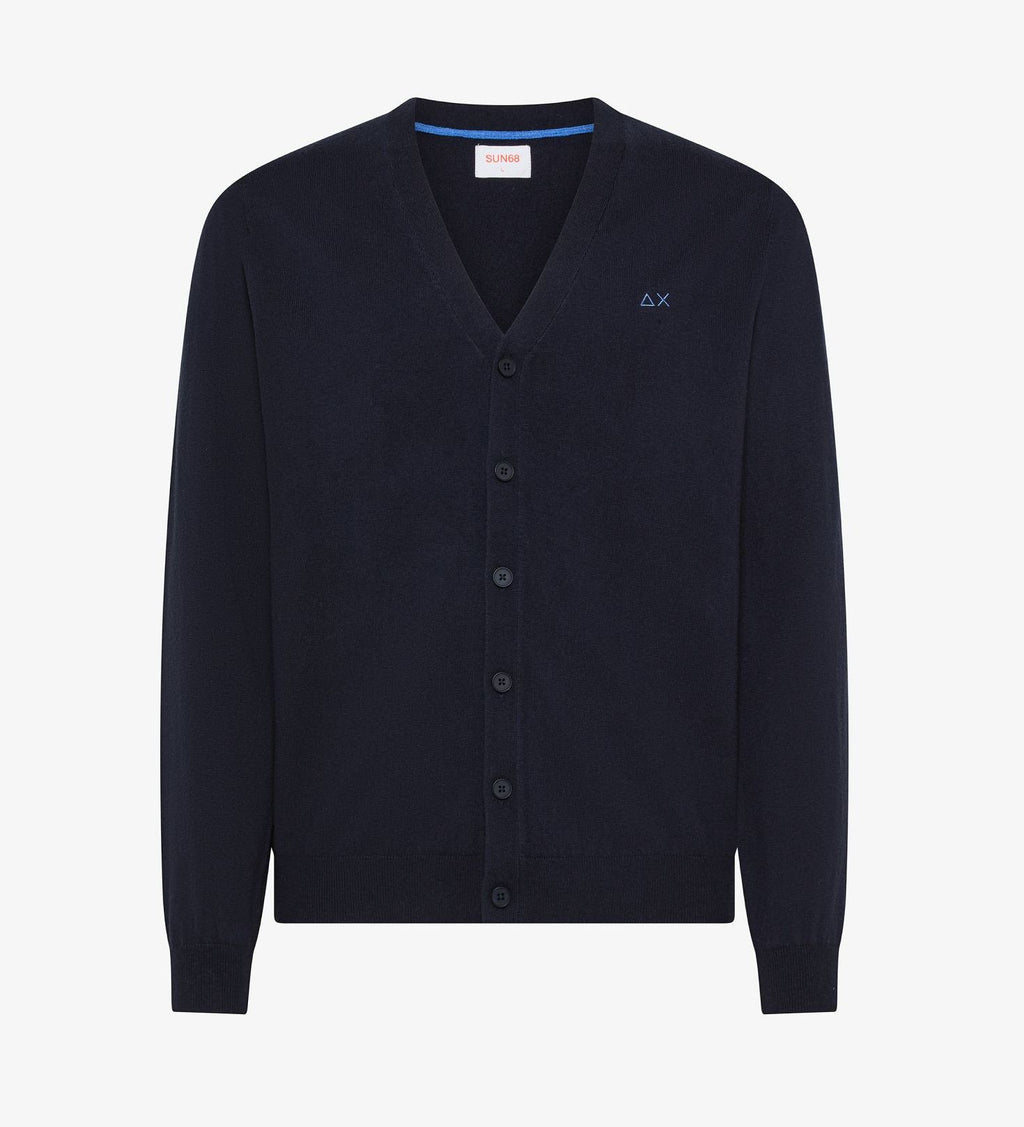 Sun 68 Cardigan Uomo Misto Lana Blu Scuro