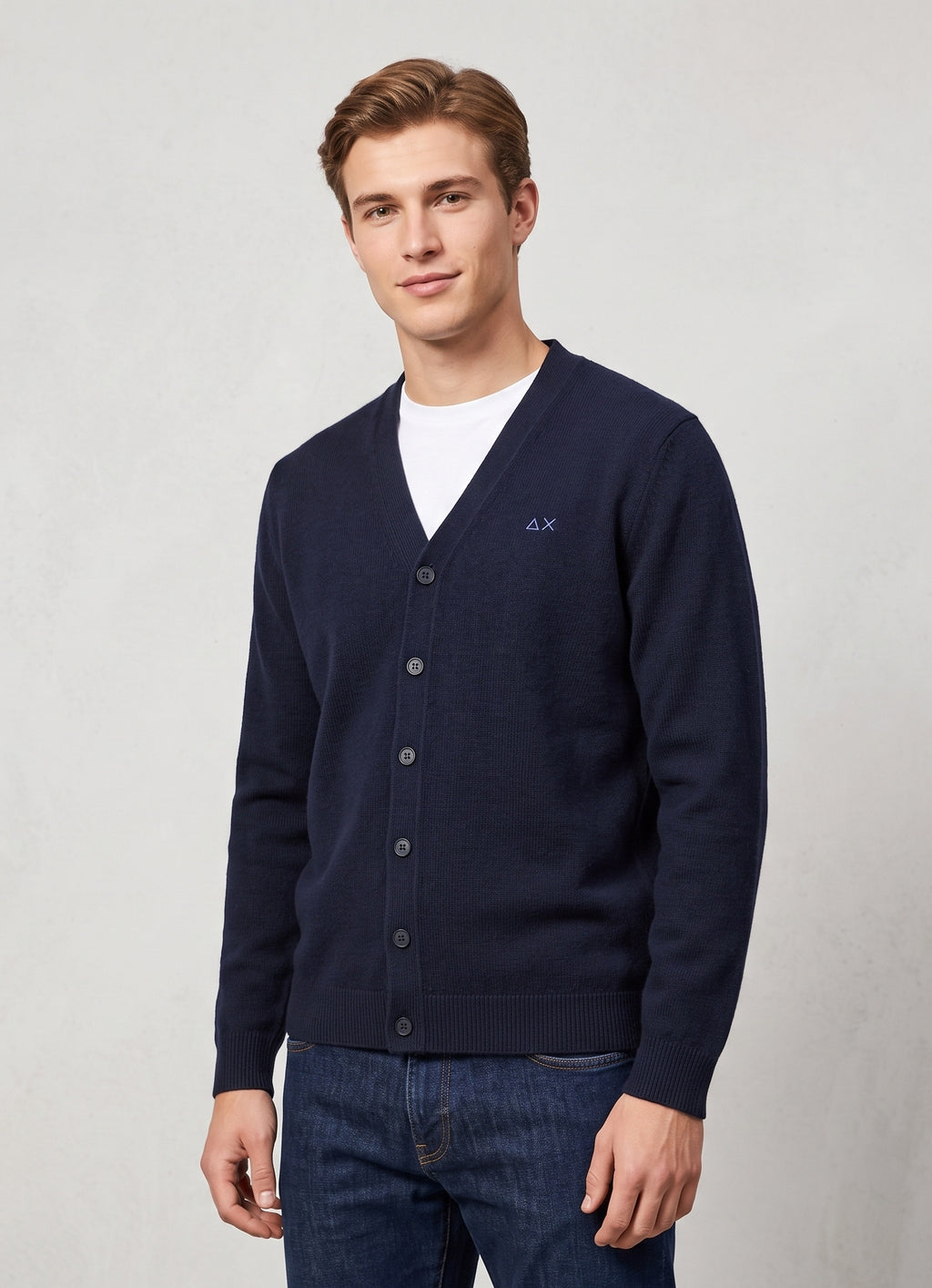 Sun 68 Cardigan Uomo Misto Lana Blu Scuro