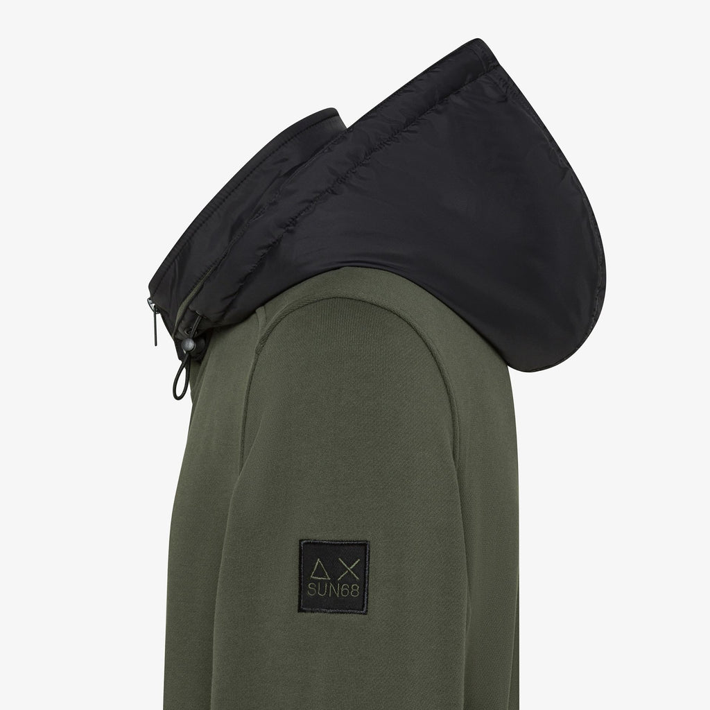 Sun 68 Felpa Giacca Uomo Misto Cotone Verde Militare