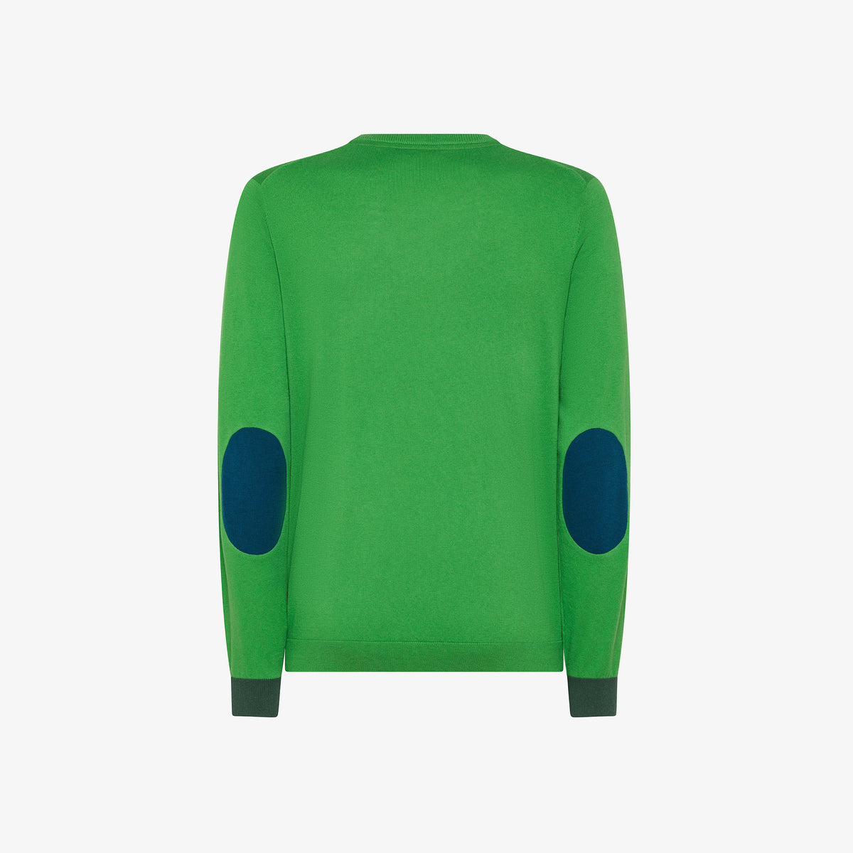 Sun 68 Maglia Uomo Girocollo Misto Lana Verde Con Toppe