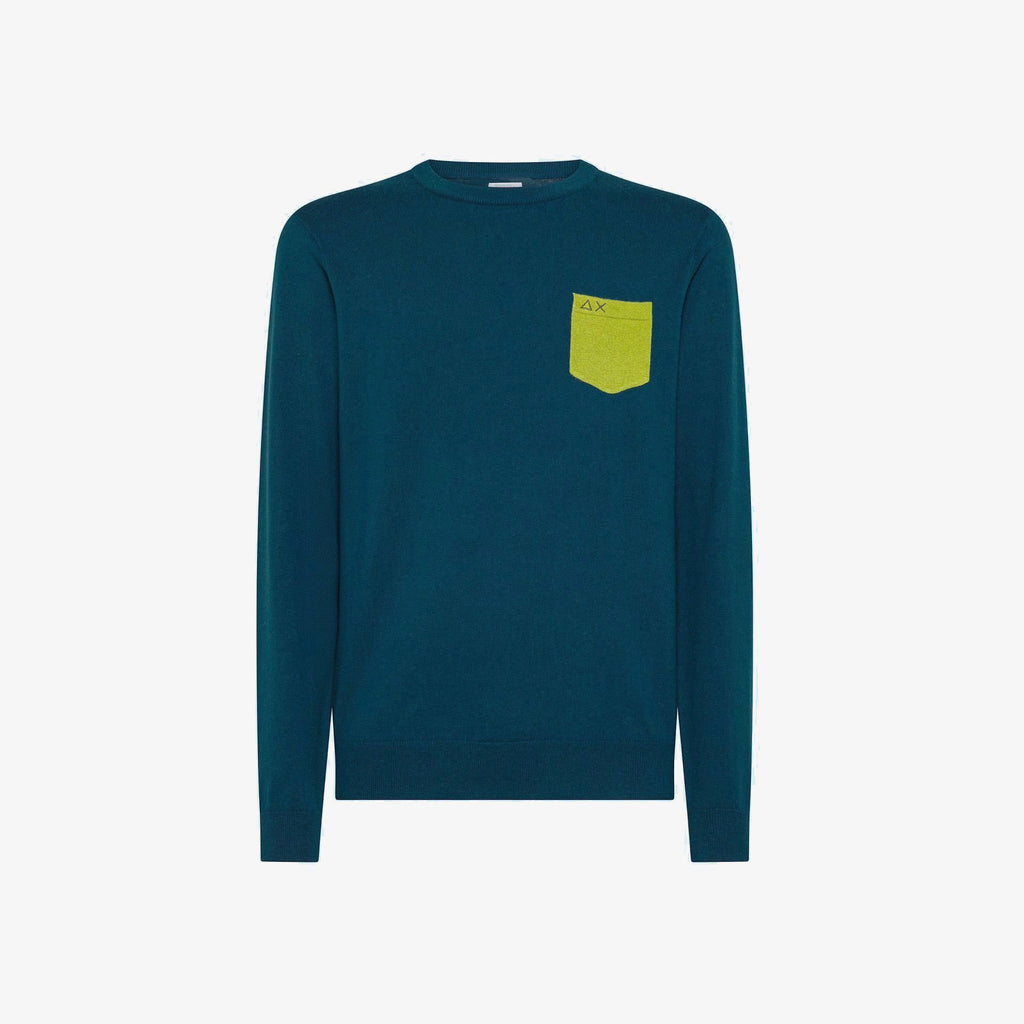 Sun 68 Maglia Uomo Misto Lana Blu Petrolio