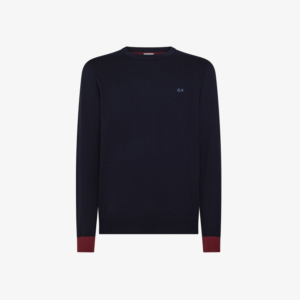Sun 68 Maglia Uomo Misto Lana Blu Scuro