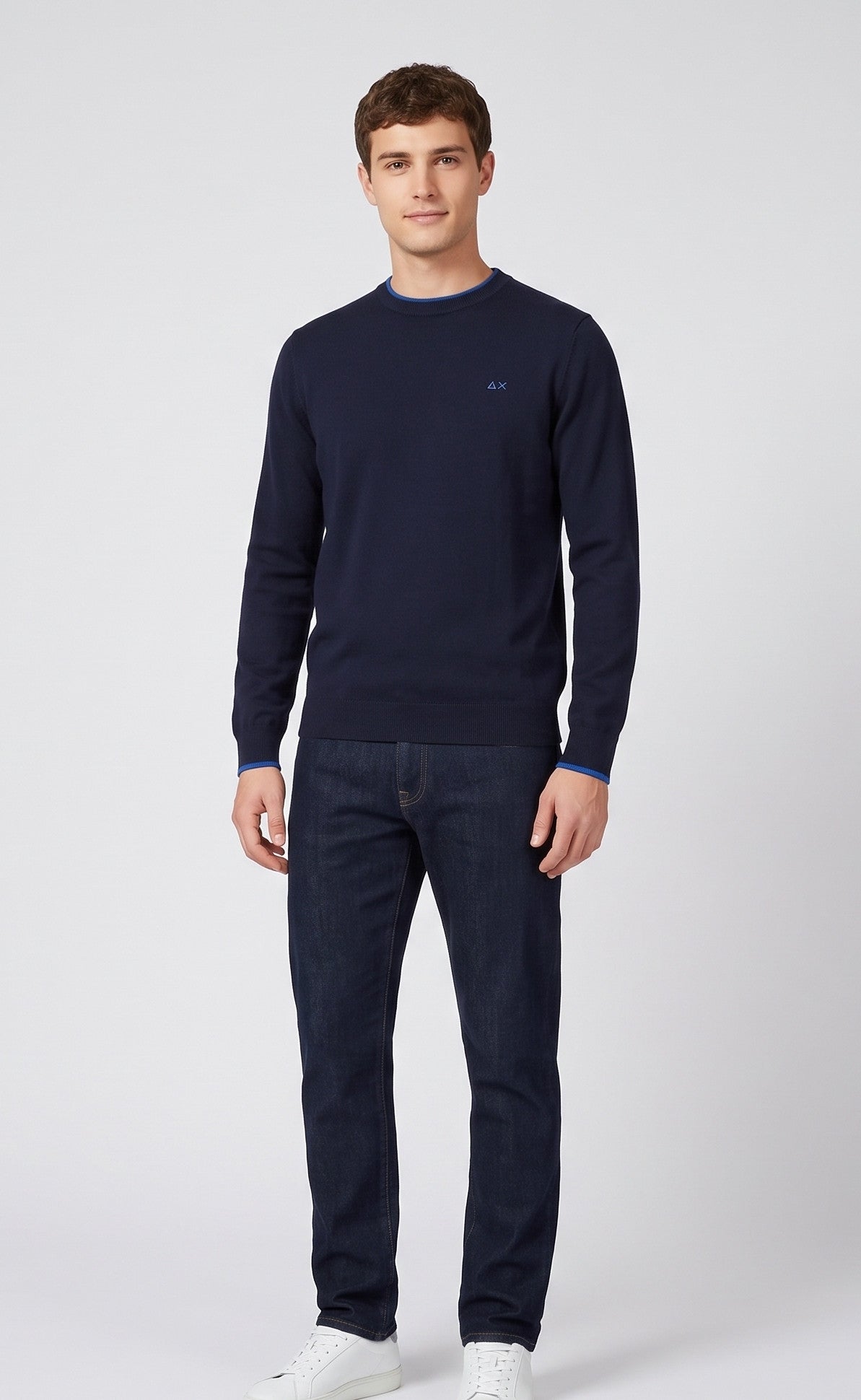 Sun 68 Maglia Uomo Misto Lana Blu Scuro