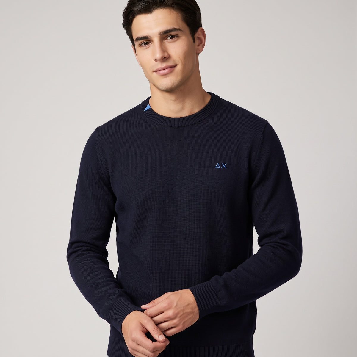 Sun 68 Maglia Uomo Misto Lana Blu Scuro