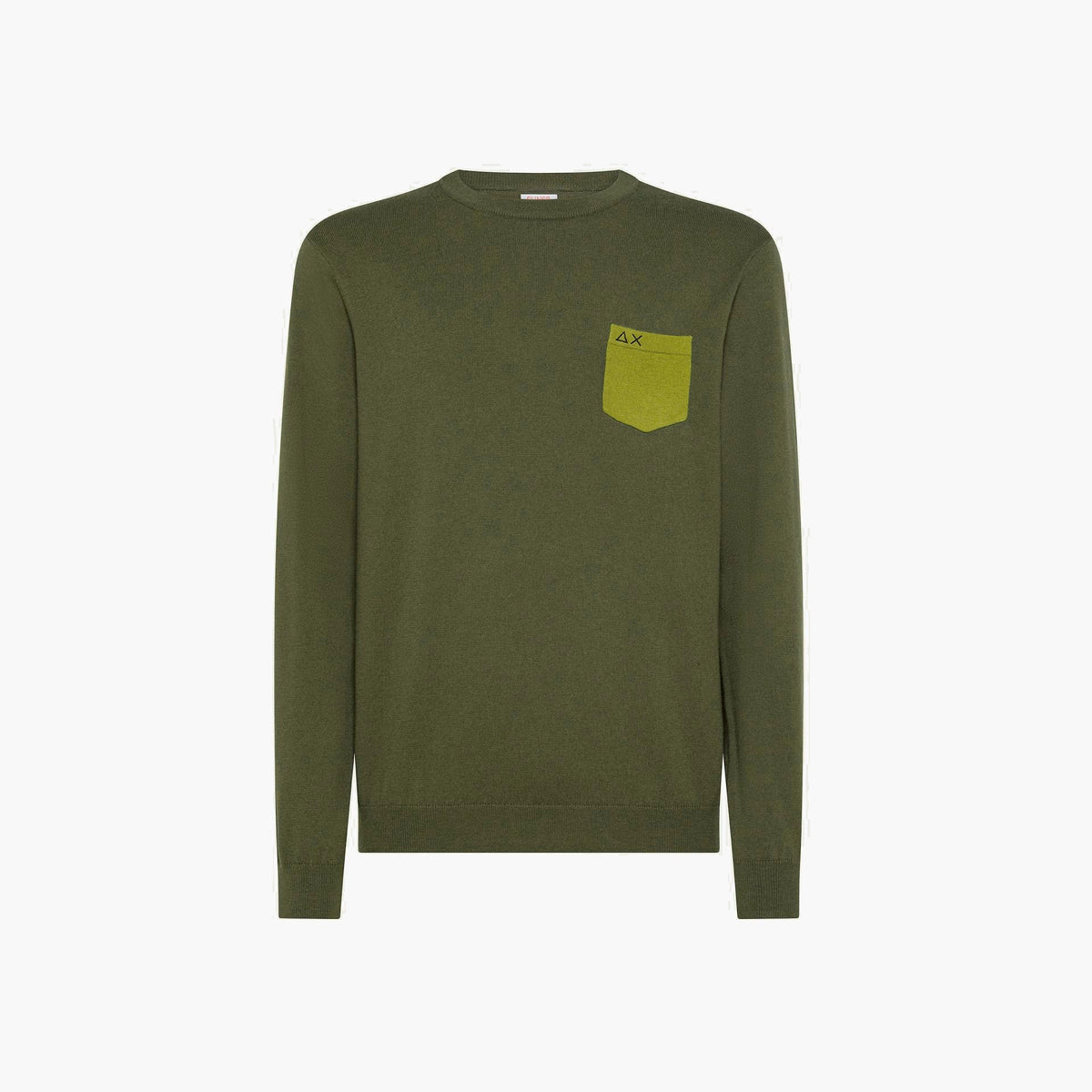 Sun 68 Maglia Uomo Misto Lana Verde Militare